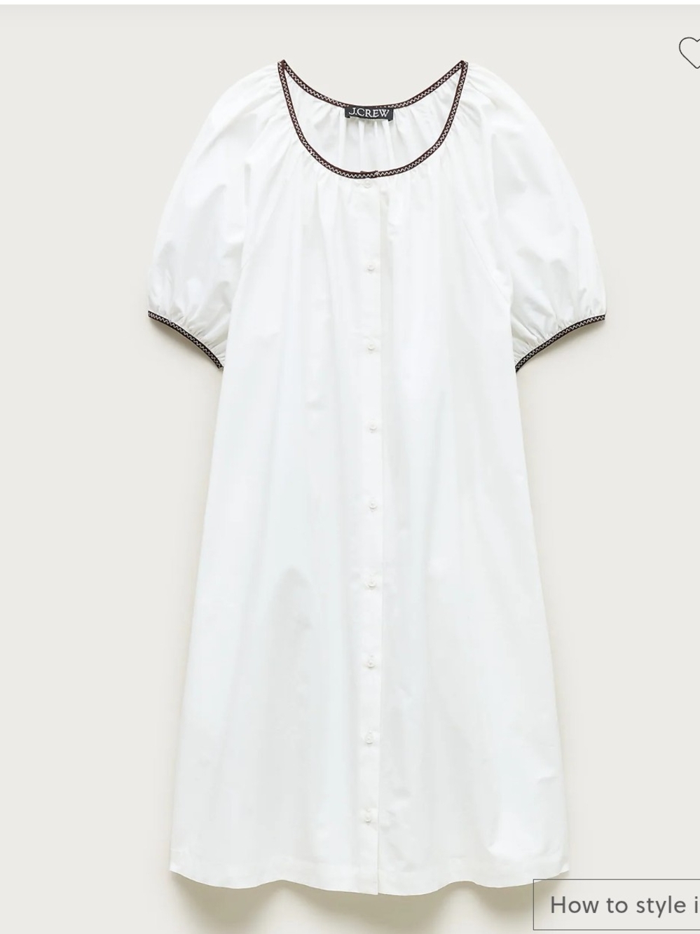 NWT J Crew Puff-sleeve popover dress with Contrast Trim